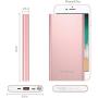 Yoobao Portable Charger 10000mAh Slim Power Bank Powerbank External Cell Phone Battery Backup Charger Battery Pack with Dual Input Compatible iPhone X 8 7 Plus Android Samsung Galaxy More - Rose Gold