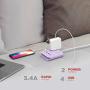 Multi Plug Outlet Extender & Splitter: iHome PowerReach 6ft Extension Cord with 2 Outlets & 4 USB Ports for Multiple Smartphone Charging - Desktop/Magnetic Wall Mounting Charger