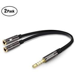 Kingtop 2 Pack 3.5mm Combo Audio Adapter Cable for PS4,Xbox One,Tablet,Mobile Phone,PC Gaming Headsets and New Version Laptop