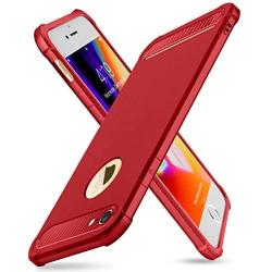 SUPBEC iPhone 7/8 Case with Card Holder and [ Screen Protector Tempered Glass x2Pack] Protective Ultra-Thin-Slim Cover with Silicone TPU Shockproof Rubber Wallet Case for iPhone7 / iPhone8-Red