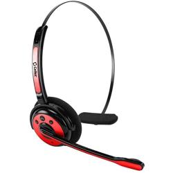 Cellet Pro Trucker Wireless Headset/Cell Phone Headset with Microphone, Office Wireless Headset, On Ear Car Wireless Headphones for Cell Phone, Skype, Truck Driver, Call Center. (Wireless) (Red)