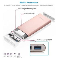 [Upgraded] Poweradd 2ND Gen Pilot 2GS 10000mAh Portable Charger External Battery Pack with Smart Charge for iPhone, Ipad, Samsung Galaxy, Smartphones and Tablets - Rose Gold