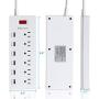 HITRENDS Surge Protector Power Strip 6 Outlets with 6 USB Charging Ports, USB Extension Cord, 1625W/13A Multiplug for Multiple Devices Smartphone Tablet Laptop Computer (6ft, white)