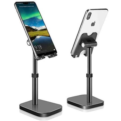 Cell Phone Stand, Phone Stand for Desk Height Adjustable, Tablet Stand Holder Desktop Phone Holder for Desk Compatible with All Mobile Phones,iPad, (Black)