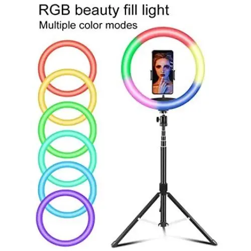 LED RGB Ring Light kit, 10 inch Ring Light, with Tripod Stand, Mobile Phone Stand with Adjustable Temperature Lighting, Used for Camera/Selfie/TikTok/Makeup/Video Shooting (Upgraded Version) LED RGB Ring Light kit, 10 inch Ring Light, with Tripod Stand, Mobile Phone Stand with Adjustable Temperature Lighting, Used for Camera/Selfie/TikTok/Makeup/Video Shooting (Upgraded Version)