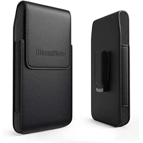 Reiko Mobile Vogue Premium Eco-Friendly Leather Phone Pouch Belt Clip Holster Compatible with iPhone/Galaxy/Stylo/Android Phone with Protective Case on (Black-MV385, 6.1 x 3.2 x 0.7 in) Reiko Mobile Vogue Premium Eco-Friendly Leather Phone Pouch Belt Clip Holster Compatible with iPhone/Galaxy/Stylo/Android Phone with Protective Case on (Black-MV385, 6.1 x 3.2 x 0.7 in)