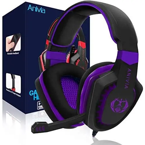 Wired Over Ear Stereo Gaming Headset Headband Headphones with Mic 50mm HiFi Speakers Noise Reduction for PC/ MAC/ PS4/ PSP/ Playstation Vita/ 3DS/ Switch/ Mobile Phones/ Tablets