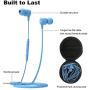 Joymiso Tangle Free Earbuds for Kids Women Small Ears with Case, Comfortable Lightweight in Ear Headphones, Flat Cable Ear Buds Wired Earphones with Mic and Volume Control for Cell Phone Laptop (Blue)