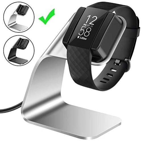 CAVN Charger Dock Compatible with Fitbit Charge 4 / Charge 4 SE, Aluminum Charger Dock Replacement Charging Stand Station Cradle Base with USB Cable for Charge 4 Smart Watch (Silver)