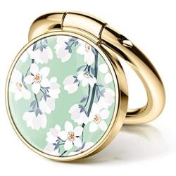 GVIEWIN Cell Phone Ring Holder Finger Kickstand, 180° Rotation Metal Flower Ring Grip for Magnetic Car Mount Compatible with All Smartphones Adhesive to All Phone Cases (Windflower/Gold)