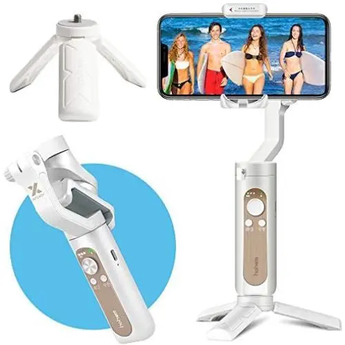 3-Axis Gimbal Stabilizer for Smartphone, Foldbale Phone Gimbal Handheld Stabilizer Video Vlog Youtuber Live Record for iPhone Android Phones, Ultra-Light Weighted w/Auto Inception Dolly Zoom (White)
