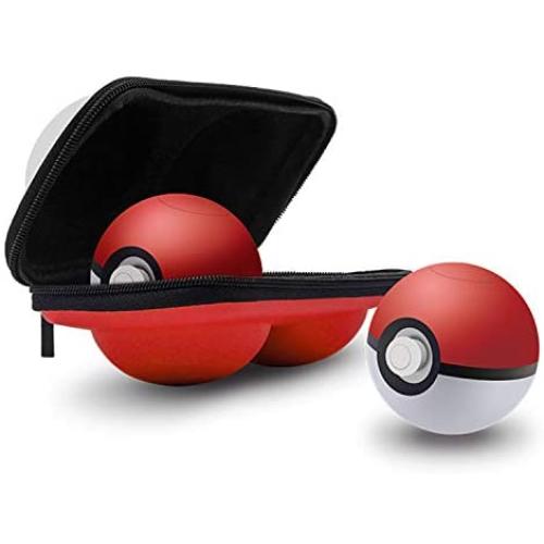 Portable Carrying Case for Nintendo Poke Ball Plus Switch Controller, Accessory for Pokémon Lets Go Pikachu Eevee Game for Nintendo Switch or Smartphone, Red and White