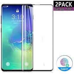 [2 Pack] Galaxy S10 Plus Screen Protector,[3D Full Edge Covered] [Touch Sensitive] [HD Screen] [Support Fingerprint Sensor] Tempered Glass Screen Protector for Samsung Galaxy S10 Plus/ S10+