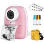 Abdtech Instant Digital Camera for Kids - Double Lens Toys Instant Print Camera Support Selfies Video with Wider Strap Cartoon Bag 4 Photo Paper - Portable Photo Printer for Girls Boys Travel Pink