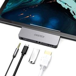 IPad Pro USB C Hub, CHOETECH 4 in 1 IPad Pro Hub. 4K60HZ HDMI Adapter and USB-C PD 60W, USB 2.0, 3.5mm Audio Output, Compatible with IPad Pro 2020 2019 2018, MacBook Pro 2020/2019, Type C Devices, etc