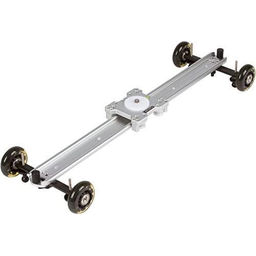 Movo SGTD-60S 23" Linear Track Slider, Table Dolly Combo Video Rig with Skate Wheels, Retractable Legs and Carrying Case (Silver)