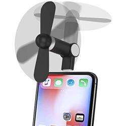 Mini Phone Fan, Wuedozue 180 Rotating Portable Cool Cooler Mobile Phone Fan Compatible with iPhone 11/11 Pro/11 Pro Max/X/Xs/Xr / 8/8 Plus / 7/7 Plus / 6 / 6s / iPad and More (Black)