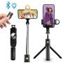 Selfie Stick Phone Tripod Stand - Portable Cellphone Tripod with Bluetooth Remote & Fill Light, Lightweight Smartphone Tripod for iPhone & Android Phone, Extendable to 27.6
