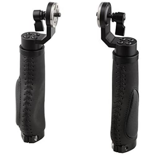 CAMVATE Aluminum Rosette Leather Handle Grip for Rosette Standard Accessory One Pair(Black,M6 Thread,31.8 mm)