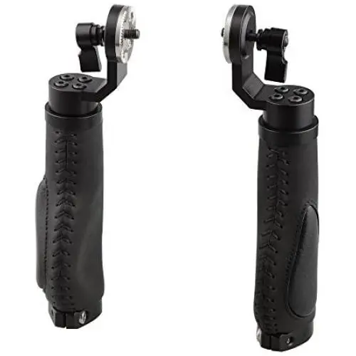 CAMVATE Aluminum Rosette Leather Handle Grip for Rosette Standard Accessory One Pair(Black,M6 Thread,31.8 mm)