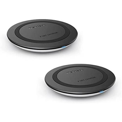 Nekteck Wireless Charger Fast Wireless Charging Pad for Samsung Galaxy S9/ S9+/ S8 /S8 Plus /S7 /S6 S7 Edge/Note 8 5, Standard Charger for iPhone X/Xs Max/ 8/ 8Plus 2 Pack (Adapter NOT Included) 