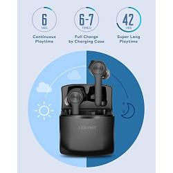 LASUNEY Bluetooth 5.0 True Wireless Earbuds with Wireless Charging Case for iPhone Android, 42H Cyclic Playtime Waterproof TWS Stereo Headphones with mic, in-Ear Earphones Headset for Sport