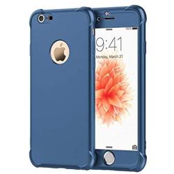 ORETECH iPhone 6S Plus Case, iPhone 6 Plus/6S Plus Case with [2 x Tempered Glass Screen Protector] 360° Shockproof Protective Hard PC+Soft TPU Silicone Cover for iPhone 6 Plus/6s Plus - 5.5 Blue