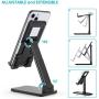 Cell Phone Stand - Fully Foldable Mobile Phone Stand Holder for Desk - Adjustable Height and Angle Smartphone Dock Bracket Compatible with iPad, cell phones, Tablet, Kindle, and more