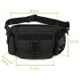 WOTOW Multi Functional Waist Pack, Military Single Shoulder Hip Belt Bag Fanny Packs Water Resistant Waist Bag Pouch Hiking Climbing Outdoor Bumbag with Water Bottle Pocket Holder (Black)