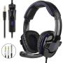Geekria SADES SA-930 3.5MM Gaming Headsets with Mic and Volume-Control for Google Stadia, PS4, New Xbox One, Laptop, Tablet, PC, Mobile Phones, Noise Cancellation Stereo Music Headphone (Purple)