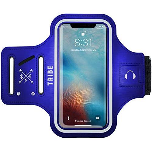 TRIBE Water Resistant Cell Phone Armband Case for iPhone X, Xs, 8, 7, 6, 6S Samsung Galaxy S9, S8, S7, S6, A8 with Adjustable Elastic Band & Key Holder for Running, Walking, Hiking