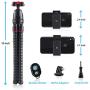 Phone Tripod LINKCOOL 360 Degree Rotation Flexible Octopus Travel Tripod for iPhone/Smartphone/Ipad/DSLR/Sports Action Camera with Bluetooth Wireless Remote Shutter - Black