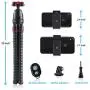 Phone Tripod LINKCOOL 360 Degree Rotation Flexible Octopus Travel Tripod for iPhone/Smartphone/Ipad/DSLR/Sports Action Camera with Bluetooth Wireless Remote Shutter - Black