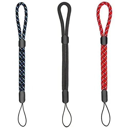 Wrist Lanyard Hand Strap, 3 Pieces Adjustable Mini Wristlet for Smartphone Camera Flashlight USB Flash Drive Key Remote Controller Black/Blue/Red