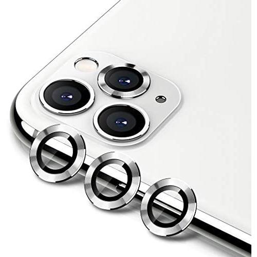 Buluby for iPhone 11 Pro Max/11 Pro Camera Lens Protector,Premium Tempered Glass Aluminum Alloy Lens Screen Cover Film (Silver)