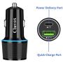 Rapid Type C Car Charger, Compatible for Google Pixel 4a/4/3a/3/2/XL, Samsung Note 20/S20/Plus/S10 Fast USB C PD Car Charger with 3ft Cable, 18W Power Delivery &Quick Charge 3.0 Car Adapter-Black