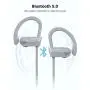 Letscom Bluetooth Headphones, 15Hrs Playtime Wireless 5.0 Earbuds IPX7 Waterproof Sport Running in-Ear Headsets w/Mic Stereo Sound Noise Cancelling for Work Home Office