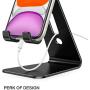 OMOTON Desktop Cell Phone Stand [Updated Solid Version], Advanced 4mm Thickness Aluminum Stand Holder for Switch, Mobile Phone, iPhone 11 Pro Xs Max Xr, Black