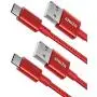 USB Type C Cable, Anker [2-Pack 3Ft] Premium Nylon USB-C to USB-A Fast Charging Type C Cable, for Samsung Galaxy S10 / S9 / S8 / Note 8, LG V20 / G5 / G6 and More(Red)