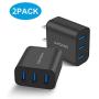Amoner Wall Charger, Upgraded 2Pack 15W 3-Port USB Plug Cube Portable Wall Charger Plug for iPhone Xs/XS Max/XR/X/8/7/6/Plus, iPad Pro/Air 2/Mini 2, Galaxy10/9/8/7, Note9/8, LG, Nexus and More