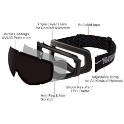 TurnWay OTG Ski/Snowboard Goggles - 100% UV Protection, Anti-Scratch & Anti-Fog, Over Glasses Snow Goggles for Men, Women, Youth & Kids