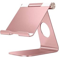 OMOTON Adjustable Tablet Stand iPad Stand Compatible with iPad 10.2 2019, New iPad Pro 11/12.9 inch 2020, iPad 9.7 2018, iPad Mini, iPad Air, Nintendo Switch, and All Cellphones Smart phone, Rose Gold