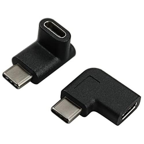 Right Angle USB C Adapter,Ruaeoda USB C 90 Degree Adapter Type C Male to Female Adapter (2-Pack) Right & Left Angled 90 Degree Extension Adapter for Laptop & Tablet & Mobile Phone,MacBook Pro Air