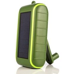 Solar Charger Hand-Crank Portable, 10000 mAh Solar Power Charger, 2020 Edition, Dual USB Output , LED Flashlight, 3 Power Modes, Mobile Phone Charger Waterproof for Indoor Outdoor (Army Green)