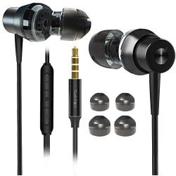 Tuddrom Earphones, H2 in-Ear Wired Headphones with Microphone and Volume Control, Noise Isolating, Powerful Bass Sound, Earbuds for iPhone, iPod, iPad, Samsung, MP3 Players, Laptop and More (Black)