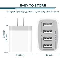 USB Charger Cube, Wall Charger Plug, Ailkin 4.8A 4-Muti Port USB Adapter Power Plug Charging Station Box Base Replacement for Phone 11 Pro Max/X/8/7, Pad, Samsung Phones and More USB Charging Block