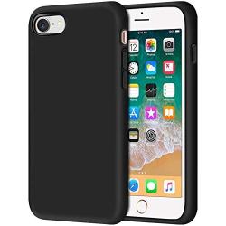 Anuck iPhone SE 2020 Case, iPhone 8 Case, Non-Slip Liquid Silicone Gel Rubber Bumper Case Soft Microfiber Lining Hard Shell Shockproof Full-Body Protective Case Cover for iPhone 7/8/SE 4.7" - Black