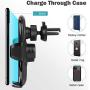 Wireless Charger Car Touch Sensing Automatic Retractable Clip Fast Charging Compatible for iPhone Xs Max/XR/X/8/8Plus Samsung S9/S8/Note 8