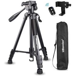 UBeesize 60-inch Camera Tripod, 5kg/11lb Load TR60 Load Portable Lightweight Aluminum Travel Tripod with Carry Bag & Bluetooth Remote, for DSLR SLR Cameras Compatible with iPhone & Android Phone