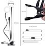 Selfie Ring Light with Cell Phone Holder, Clamp-on Flexible Gooseneck Arms, 3 Light Modes, 10 Brightness Levels, Compatible with Smart Phones for Ins, YouTube, Facebook (Black)